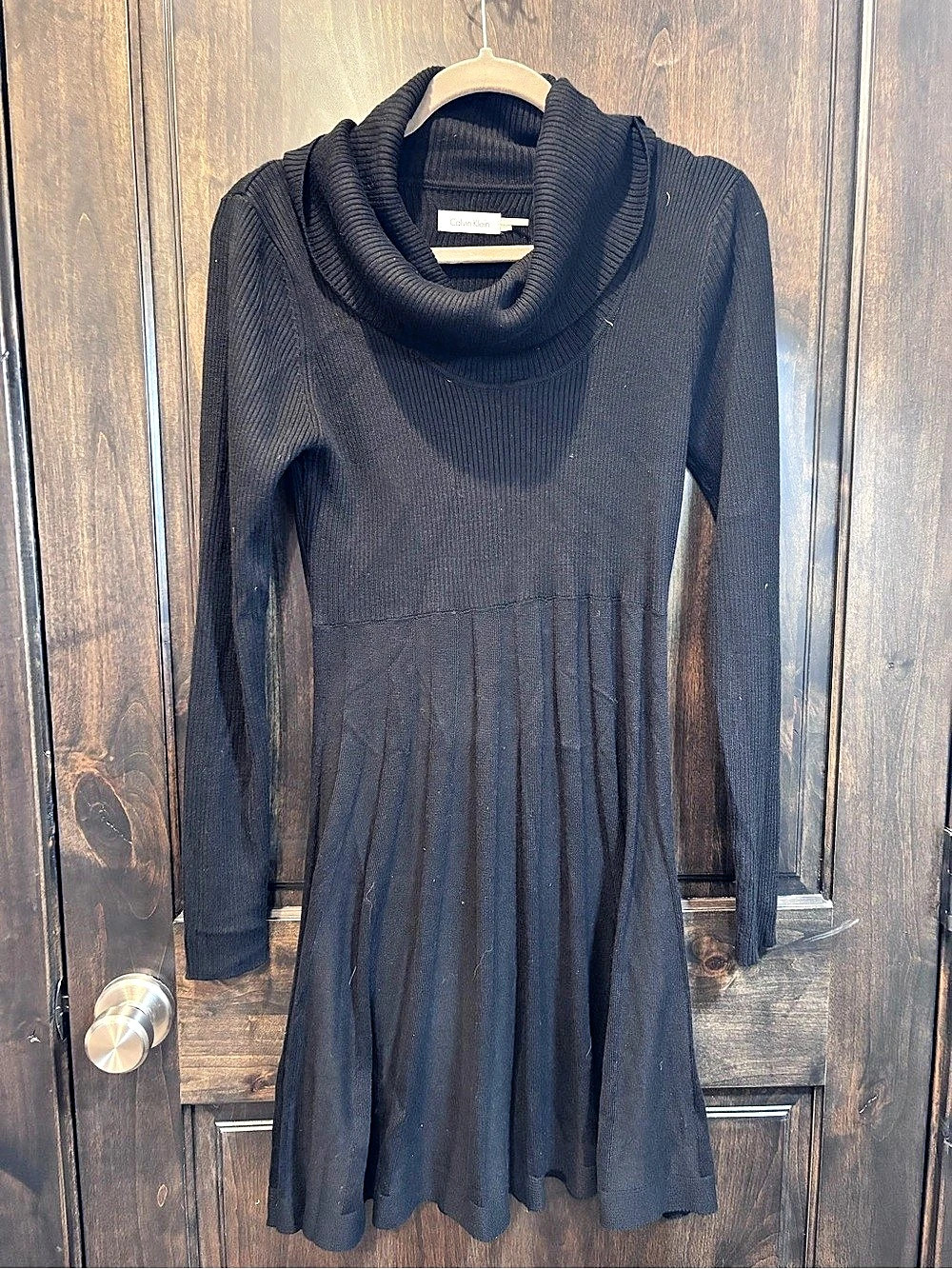 Calvin Klein Black Cowl Neck Midi Dress Size Small Like New